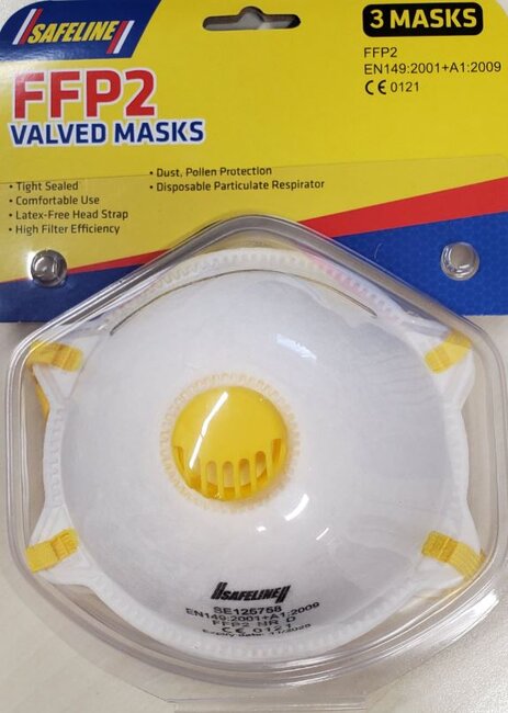 Safeline FFP2 Valved Masks- Pack of 3