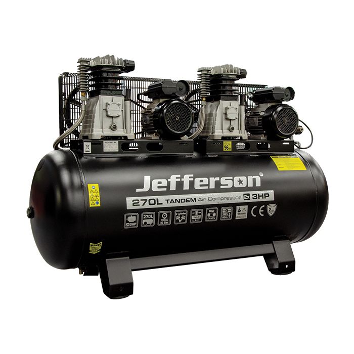 Jefferson 270 Litre 2x 3HP 10 Bar Tandem Compressor (230V)