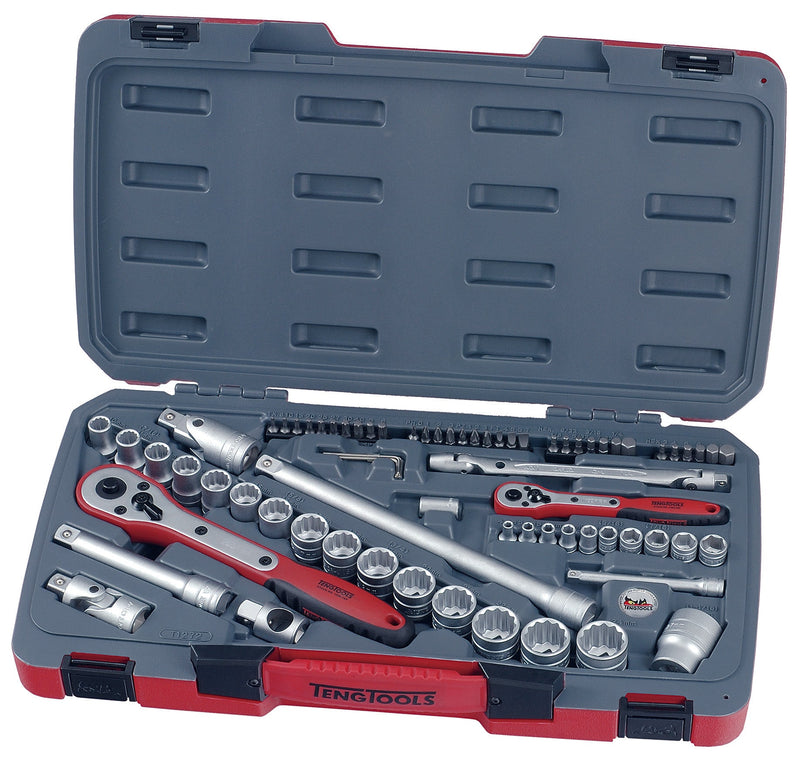 TengTools T1272 72 Piece 1/4" & 1/2" Drive Socket Set