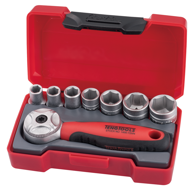 TengTools T1408 SOCKET SET RATCHET MINI 1/4" 72 TEETH 8 PCS