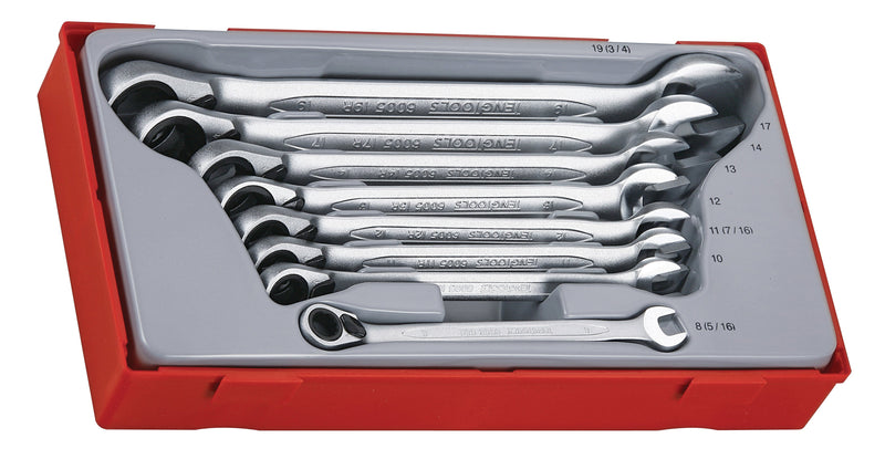 Teng TT6508R 8 Piece 12 Point Ratcheting Combination Spanner Set