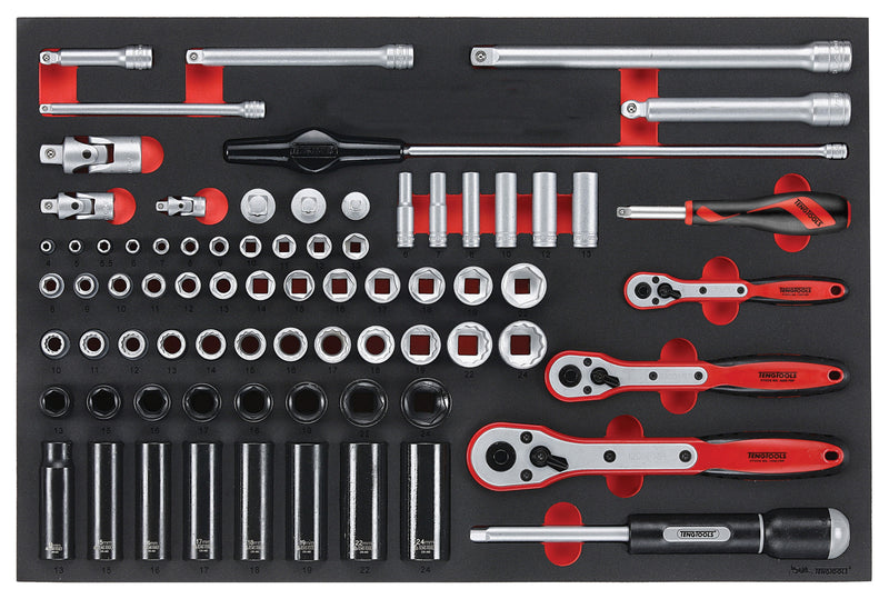 Teng TTESK77 76 Piece EVA 1/4", 3/8" & 1/2" Drive Socket Set