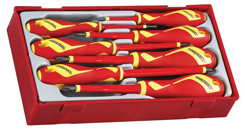 TengTools TTV907N 7 Piece Flat/PH/PZ Type Insulated 1000 Volt Screwdriver Set